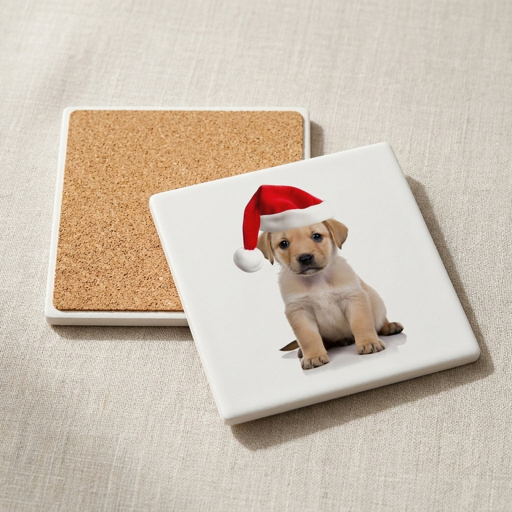 Chinook Puppy ceramic coasters set of 4, cork back