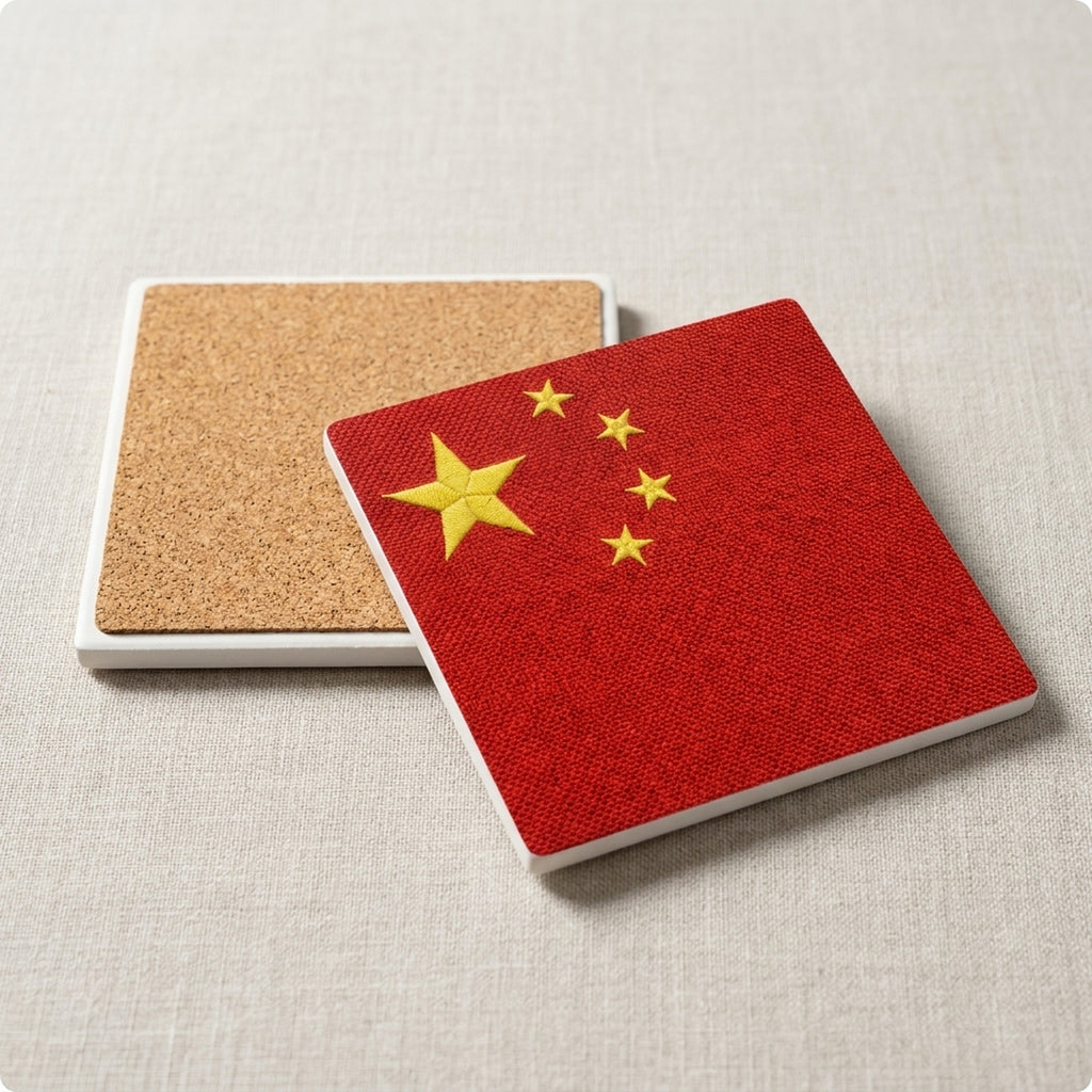 China Flag Pride ceramic coasters set of 4, cork back