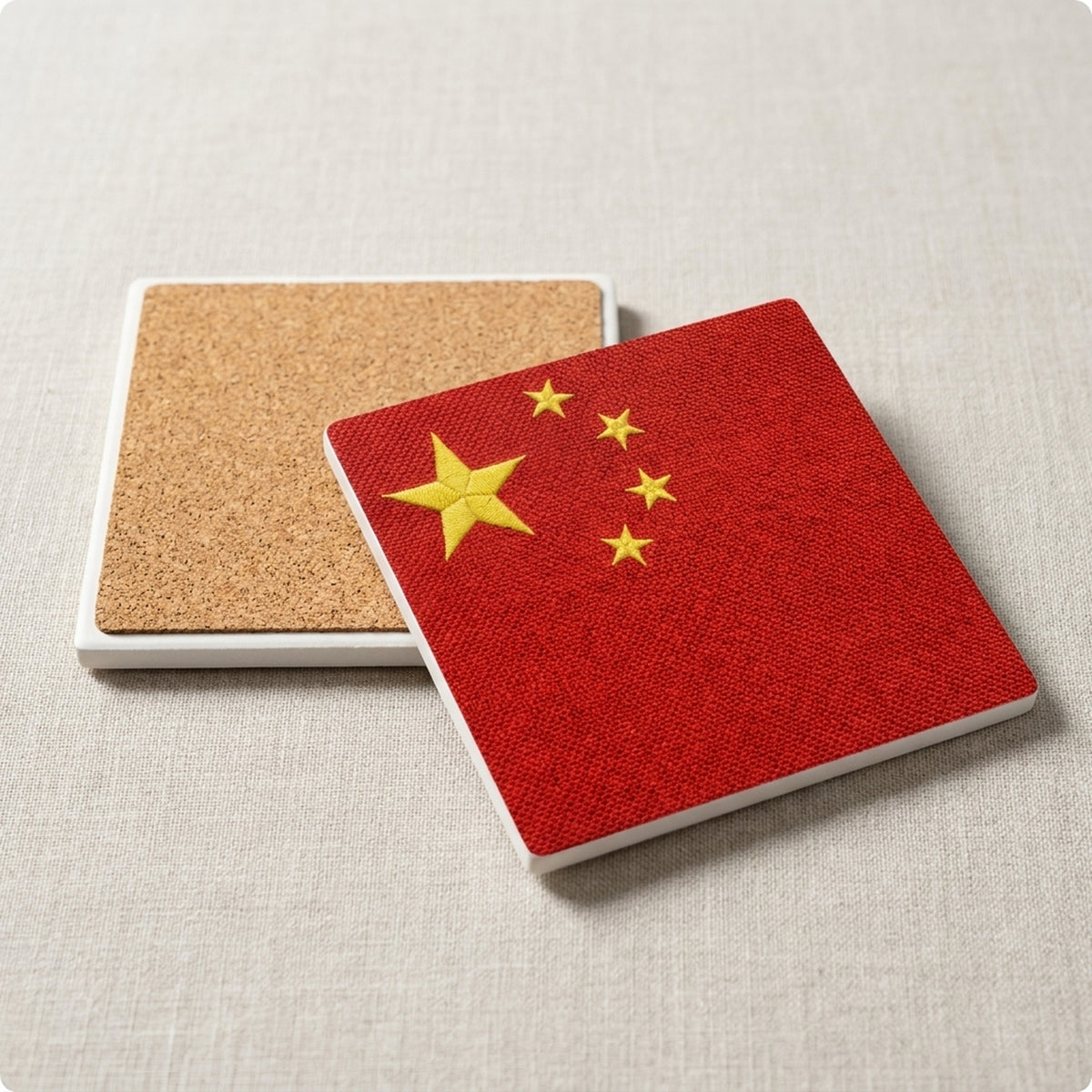 China Flag Pride ceramic coasters set of 4, cork back