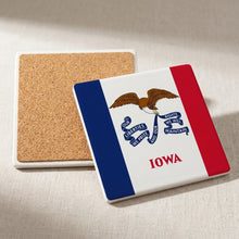 Iowa State Flag ceramic coasters set of 4, cork back