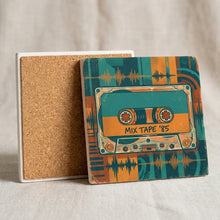 Cassette Tape ceramic coasters set of 4, cork back