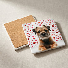 Border Terrier ceramic coasters set of 4, cork back
