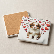 Australian Shepherd ceramic coasters set of 4, cork back