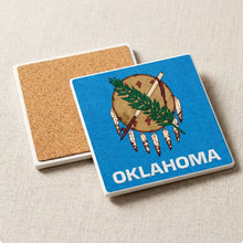 Oklahoma State Flag ceramic coasters set of 4, cork back