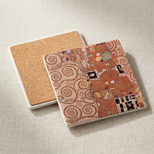 Klimt Tree Of Life ceramic coasters set of 4, cork back