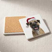 Border Terrier ceramic coasters set of 4, cork back