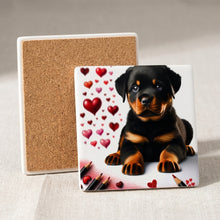 Rottweiler ceramic coasters set of 4, cork back