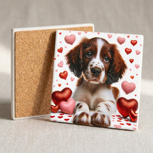 English Springer Spaniel ceramic coasters set of 4, cork back