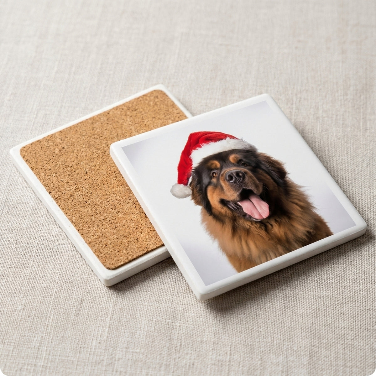 Tibetan Mastiff ceramic coasters set of 4, cork back