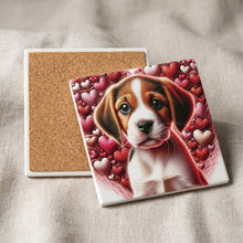 Beagle ceramic coasters set of 4, cork back