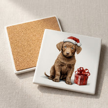 Chesapeake Bay Retriever Puppy Drawing ceramic coasters set of 4, cork back
