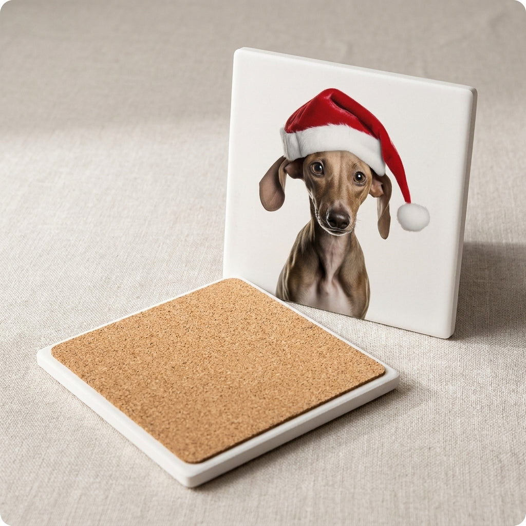 Azawakh Puppy ceramic coasters set of 4, cork back