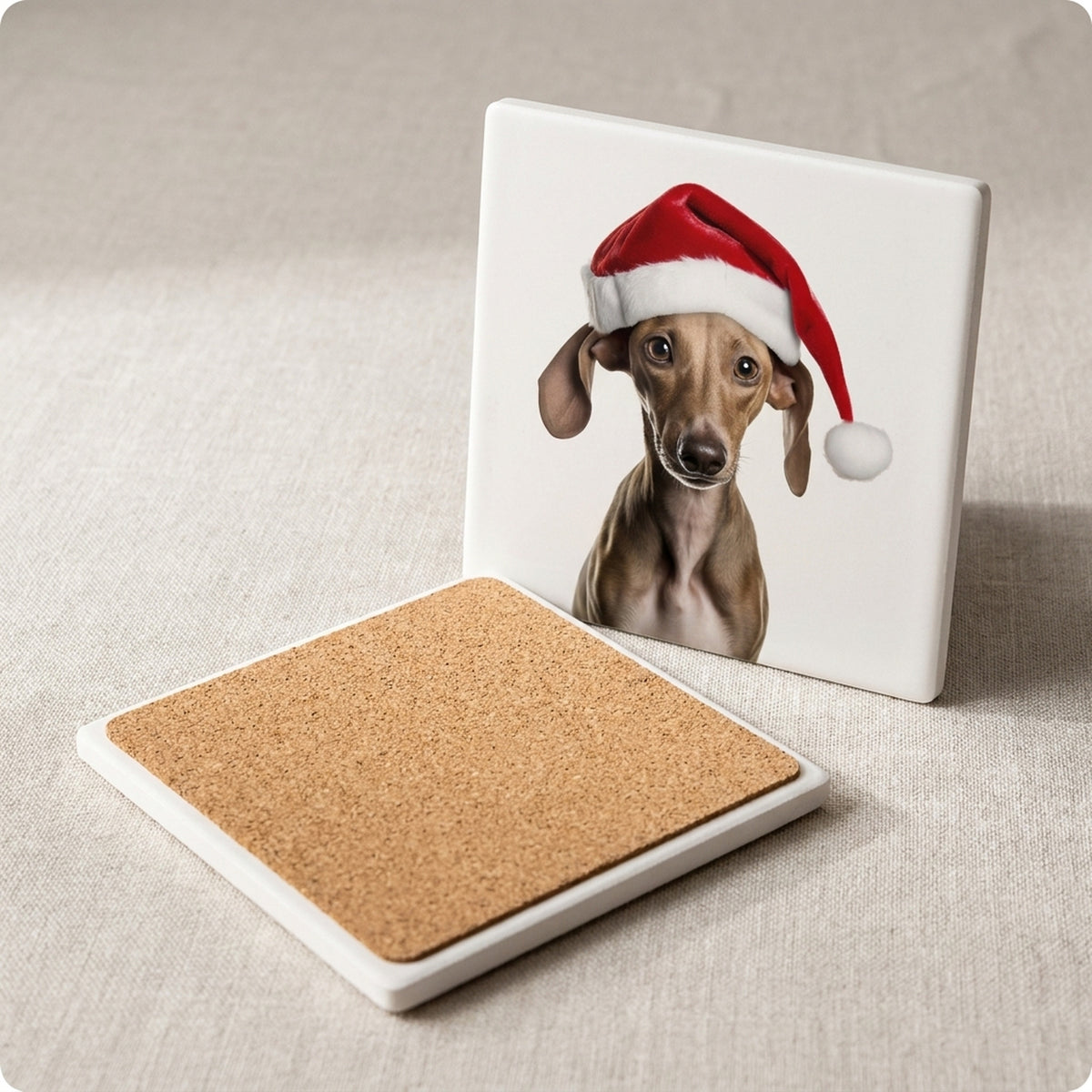 Azawakh Puppy ceramic coasters set of 4, cork back