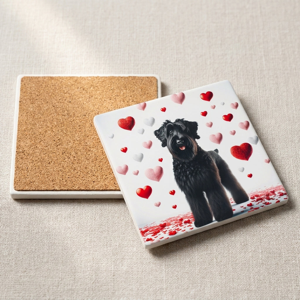 Giant Schnauzer ceramic coasters set of 4, cork back