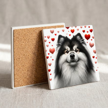Finnish Lapphund ceramic coasters set of 4, cork back