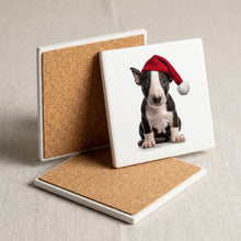 Miniature Bull Terrier Puppy ceramic coasters set of 4, cork back