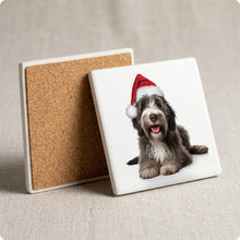 Bergamasco Sheepdog Puppy ceramic coasters set of 4, cork back