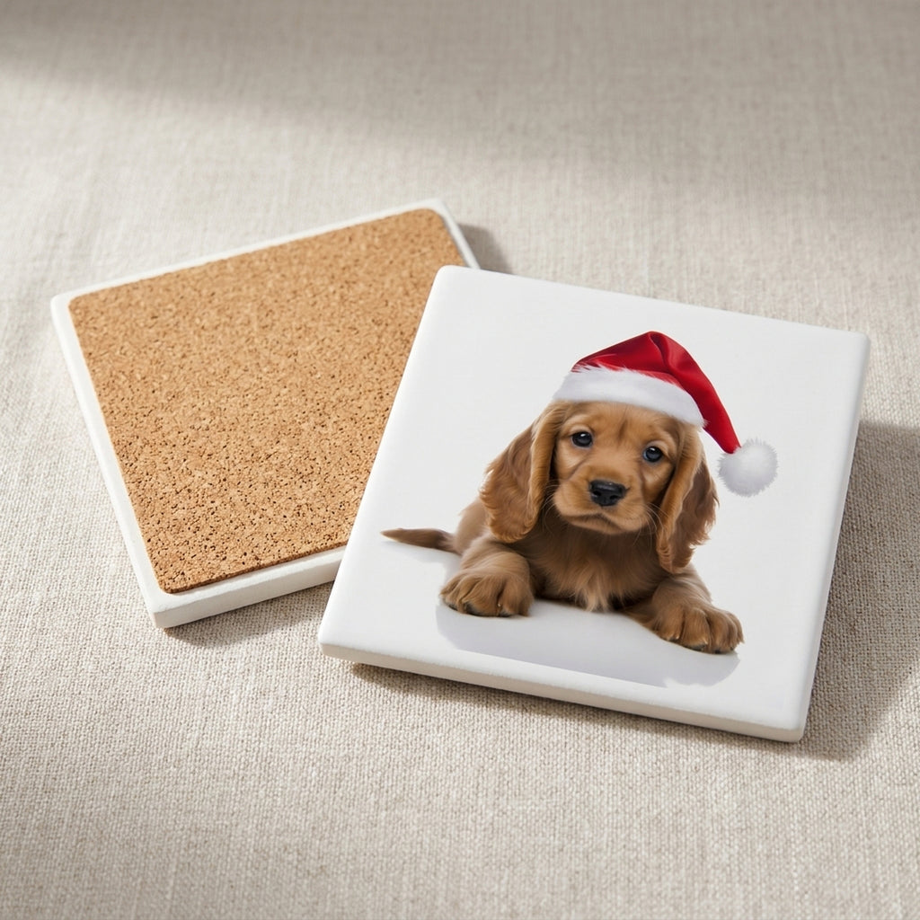 Cocker Spaniel Puppy ceramic coasters set of 4, cork back