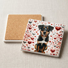 Greater Swiss Mountain Dog ceramic coasters set of 4, cork back