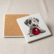 Dalmatian Puppy ceramic coasters set of 4, cork back