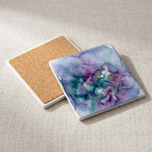 Watercolor Ombre ceramic coasters set of 4, cork back