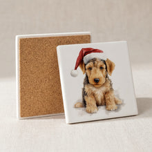 Airedale Terrier Puppy Drawing ceramic coasters set of 4, cork back