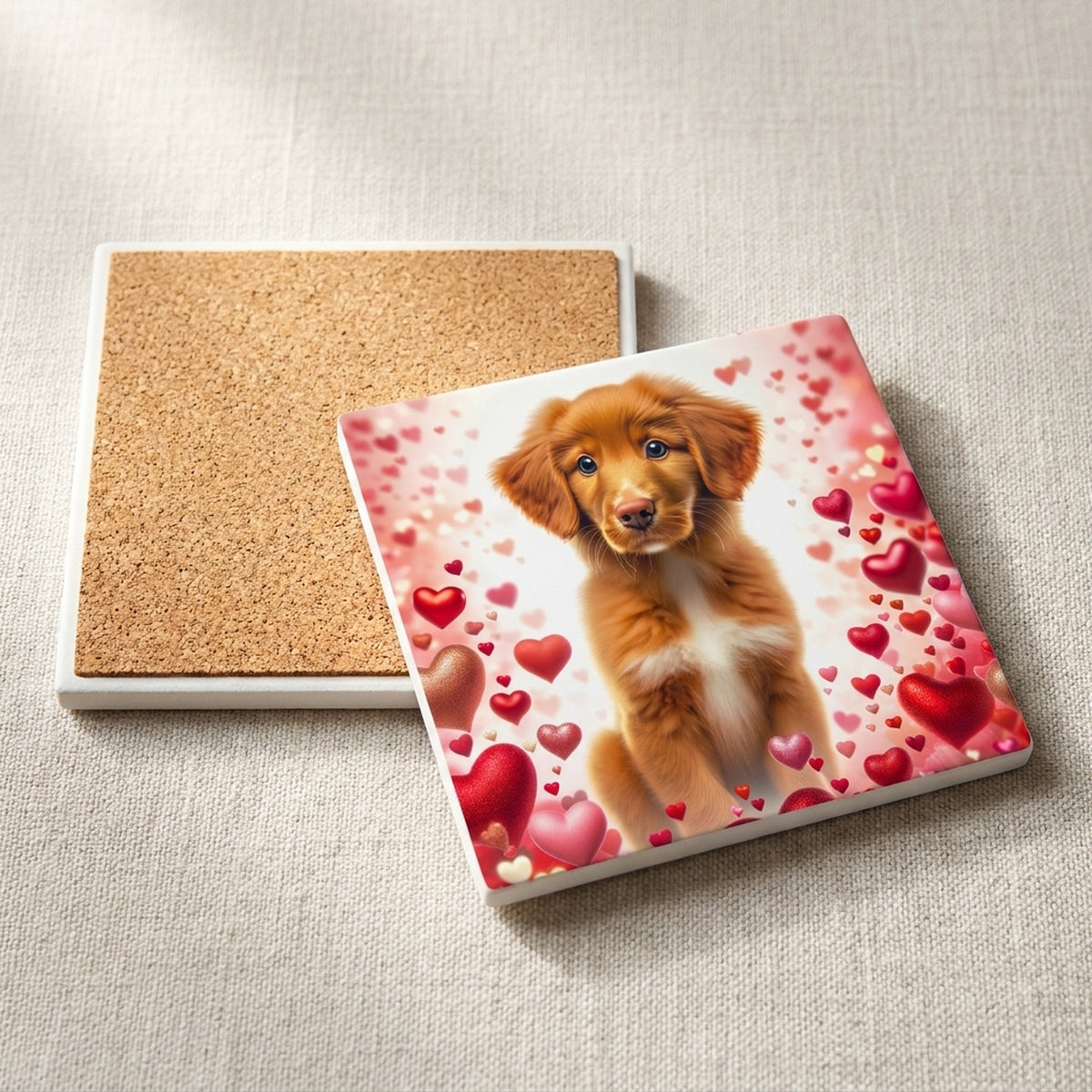 Nova Scotia Duck Tolling Retriever ceramic coasters set of 4, cork back