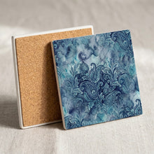 Paisley ceramic coasters set of 4, cork back