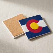 Colorado State Flag ceramic coasters set of 4, cork back