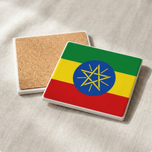 Ethiopia Flag Pride ceramic coasters set of 4, cork back
