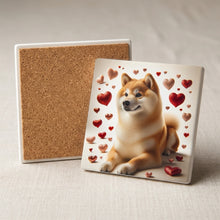 Shiba Inu ceramic coasters set of 4, cork back