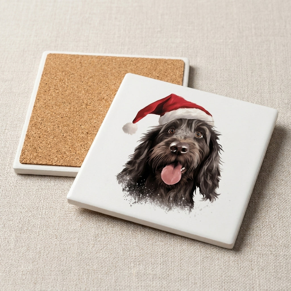 Spinone Italiano ceramic coasters set of 4, cork back