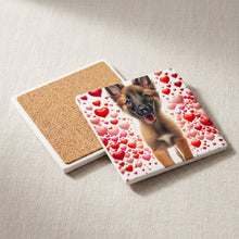 Belgian Malinois ceramic coasters set of 4, cork back