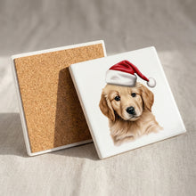 Golden Retriever Puppy Drawing ceramic coasters set of 4, cork back