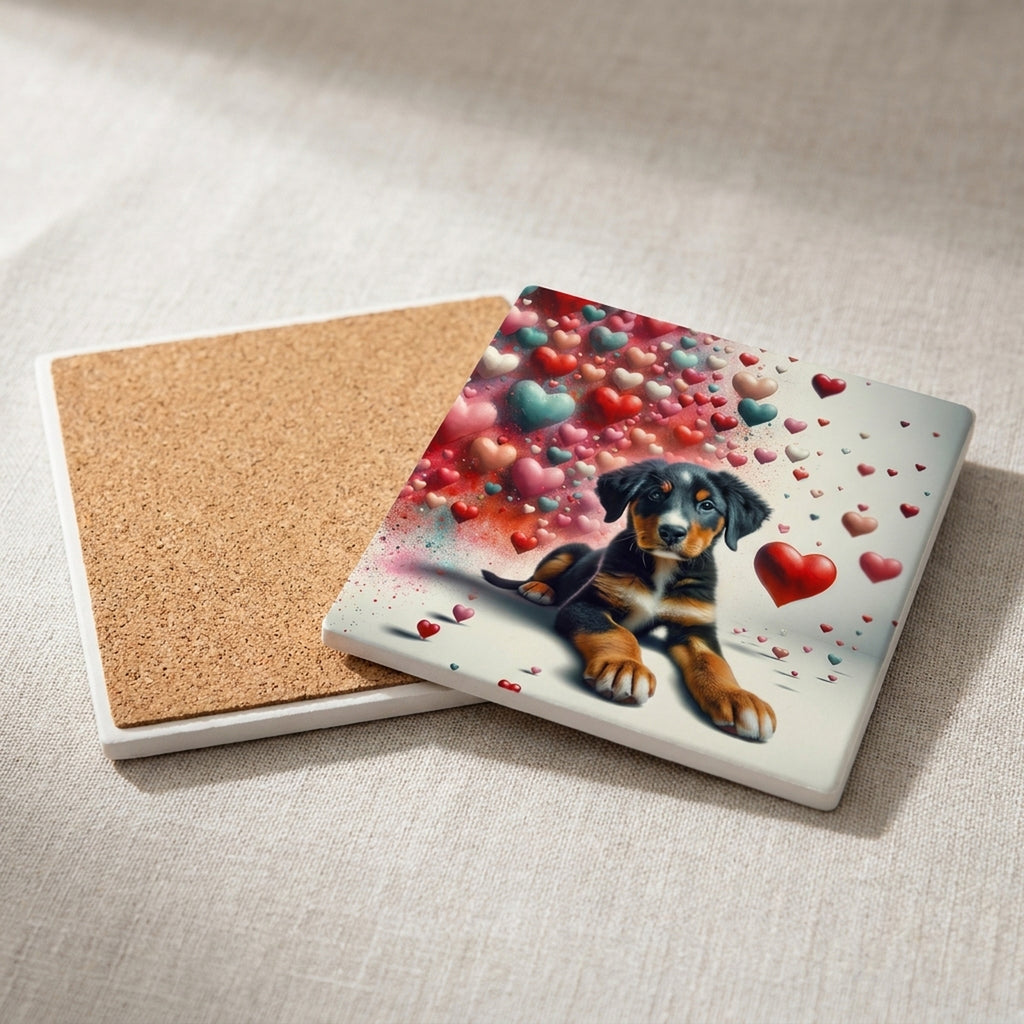 Bernese Mountain Dog ceramic coasters set of 4, cork back