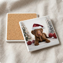 Wirehaired Vizsla Puppy ceramic coasters set of 4, cork back