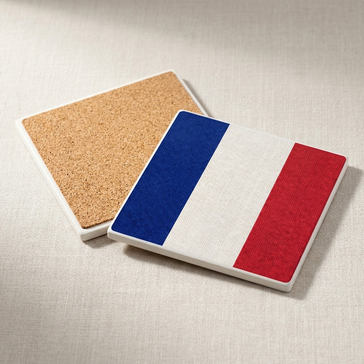France Flag Pride ceramic coasters set of 4, cork back