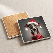 Italian Greyhound ceramic coasters set of 4, cork back