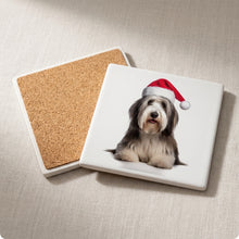 Bearded Collie ceramic coasters set of 4, cork back