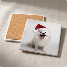 American Eskimo Dog ceramic coasters set of 4, cork back