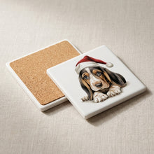 Basset Hound Puppy Drawing ceramic coasters set of 4, cork back