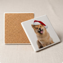 Finnish Spitz ceramic coasters set of 4, cork back