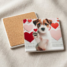 Russell Terrier ceramic coasters set of 4, cork back