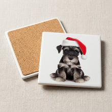 Standard Schnauzer Puppy ceramic coasters set of 4, cork back