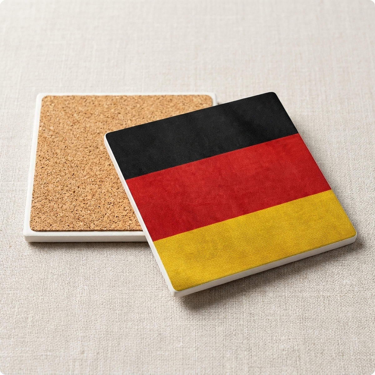 Germany Flag Pride ceramic coasters set of 4, cork back