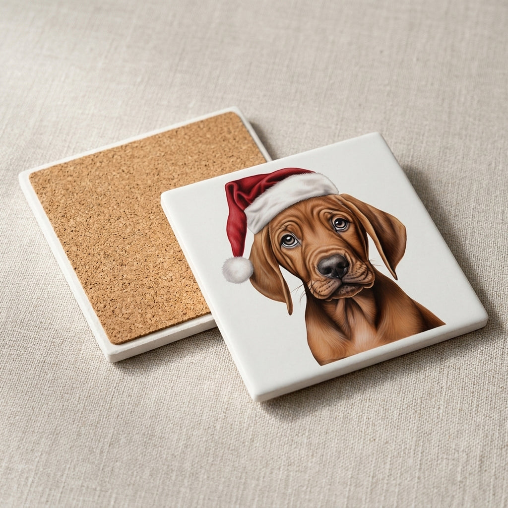 Redbone Coonhound Puppy Drawing ceramic coasters set of 4, cork back