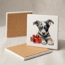 Australian Cattle Dog Puppy Drawing ceramic coasters set of 4, cork back