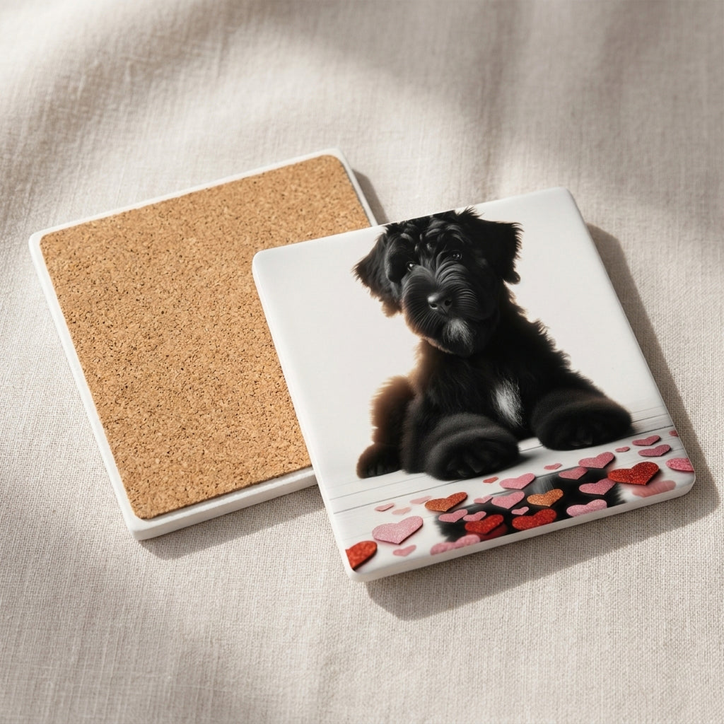 Giant Schnauzer ceramic coasters set of 4, cork back