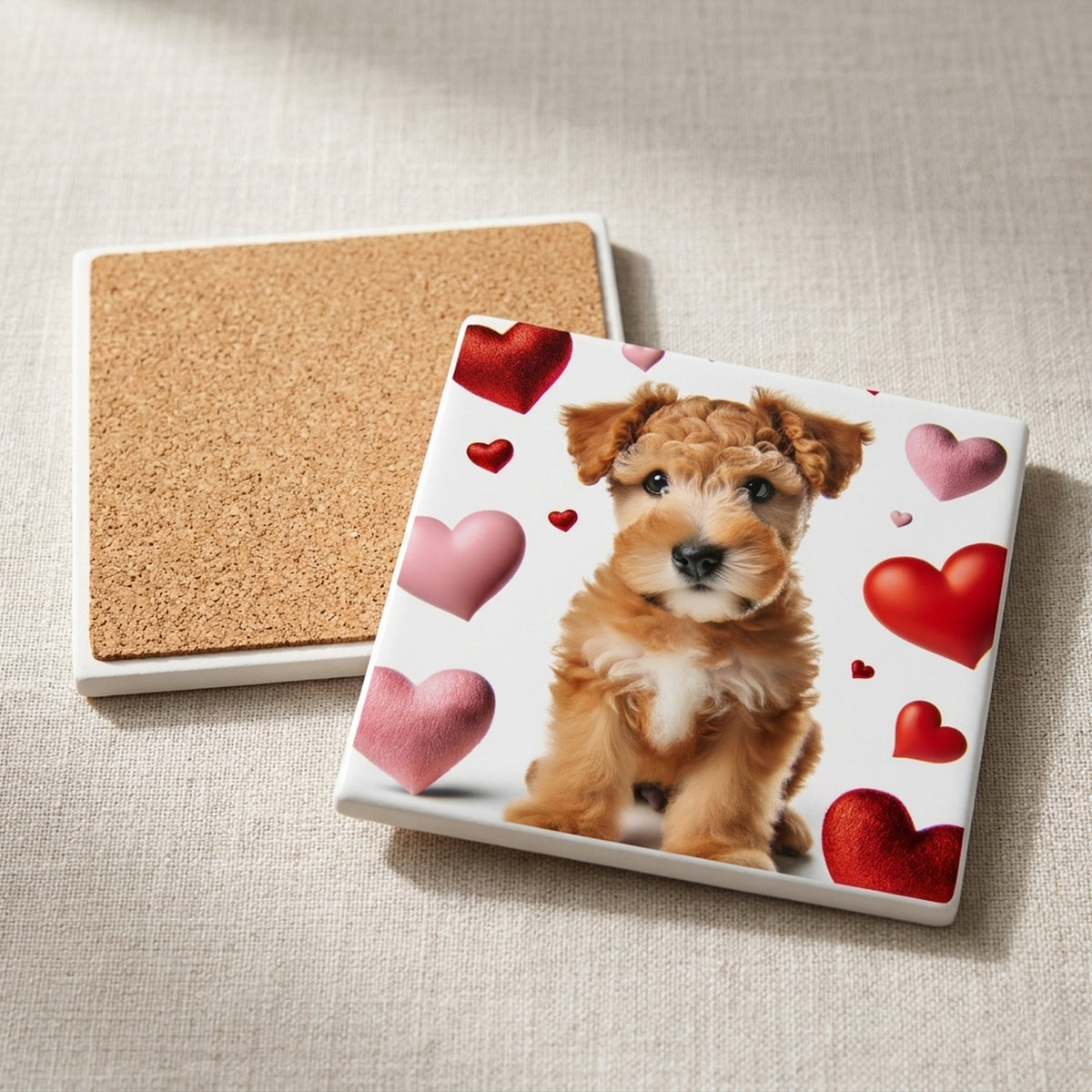 Soft Coated Wheaten Terrier ceramic coasters set of 4, cork back