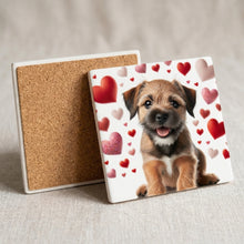Border Terrier ceramic coasters set of 4, cork back